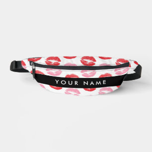 Red Lips, Pink Lips, Kiss, Your Name, Personalise Bum Bags