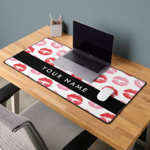 Red Lips, Pink Lips, Kiss, Your Name, Personalise Desk Mat