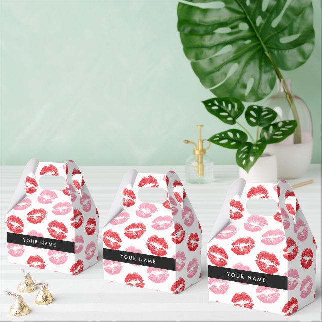 Red Lips, Pink Lips, Kiss, Your Name, Personalise Favour Box (Multiple)