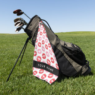 Red Lips, Pink Lips, Kiss, Your Name, Personalise Golf Towel