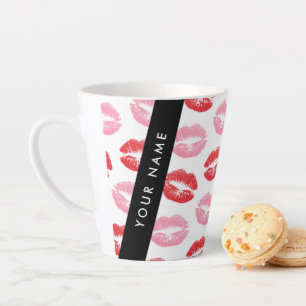 Red Lips, Pink Lips, Kiss, Your Name, Personalise Latte Mug