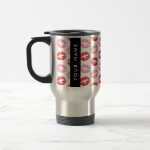 Red Lips, Pink Lips, Kiss, Your Name, Personalise Travel Mug