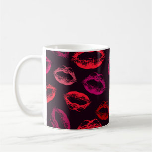 Red lips print seamless pattern coffee mug