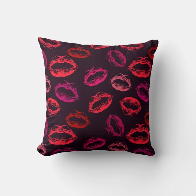 Red lips print seamless pattern cushion (Front)