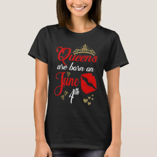 Red Lips Queens are Born on June 4th Gemini Birthd T-Shirt