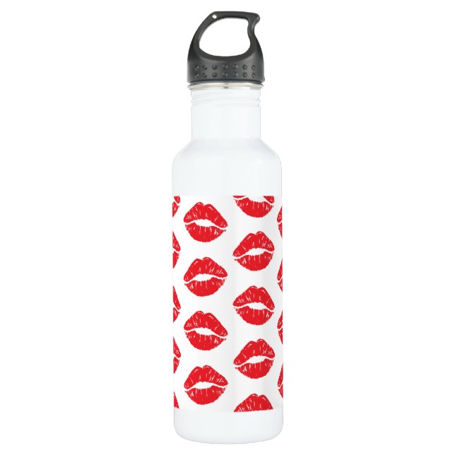 Red Lips, Red Lipstick, Kiss, Pattern Of Lips 710 Ml Water Bottle (Front)