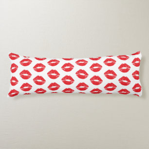 Red Lips, Red Lipstick, Kiss, Pattern Of Lips Body Cushion