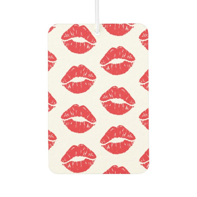 Red Lips, Red Lipstick, Kiss, Pattern Of Lips Car Air Freshener (Front)