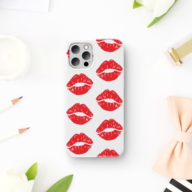 Red Lips, Red Lipstick, Kiss, Pattern Of Lips Case-Mate iPhone Case (Creator Uploaded)