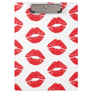 Red Lips, Red Lipstick, Kiss, Pattern Of Lips Clipboard