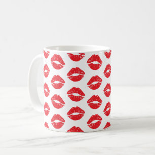 Red Lips, Red Lipstick, Kiss, Pattern Of Lips Coffee Mug