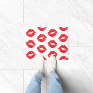 Red Lips, Red Lipstick, Kiss, Pattern Of Lips Doormat