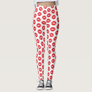 Red Lips, Red Lipstick, Kiss, Pattern Of Lips Leggings