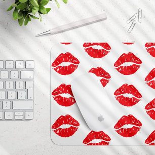 Red Lips, Red Lipstick, Kiss, Pattern Of Lips Mouse Mat