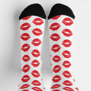 Red Lips, Red Lipstick, Kiss, Pattern Of Lips Socks
