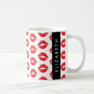 Red Lips, Red Lipstick, Pattern Of Lips, Your Name Coffee Mug