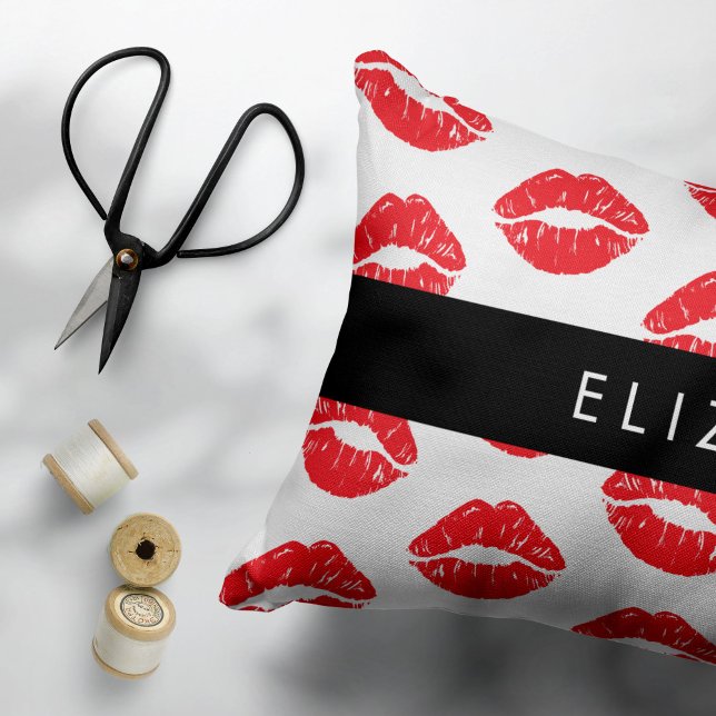 Red Lips, Red Lipstick, Pattern Of Lips, Your Name Pillowcase (Creator Uploaded)