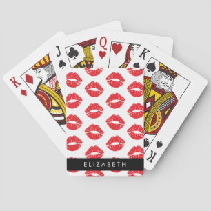 Red Lips, Red Lipstick, Pattern Of Lips, Your Name Playing Cards