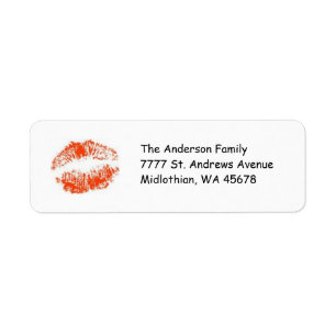 Red Lips Return Address Label
