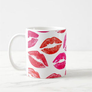 Red lips set, white background. coffee mug