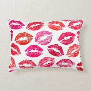 Red lips set, white background. decorative cushion