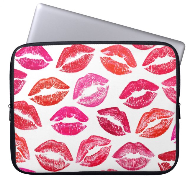 Red lips set, white background. laptop sleeve (Front)