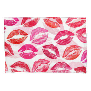 Red lips set, white background. pillowcase