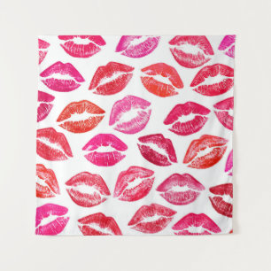 Red lips set, white background. tapestry