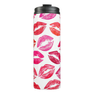 Red lips set, white background. thermal tumbler