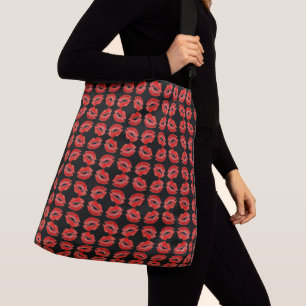 Red Lips Smacking Kisses Crossbody Bag