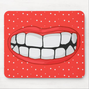 red lips smile with big teeth mouse mat