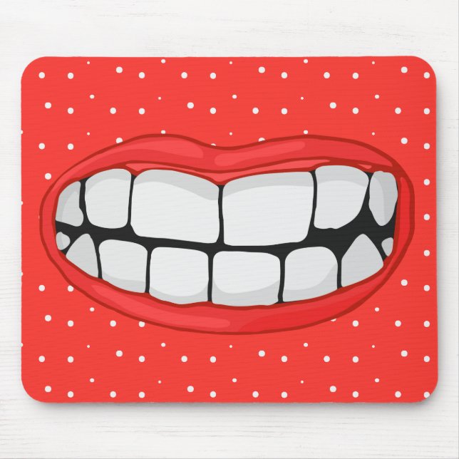 red lips smile with big teeth mouse mat (Front)
