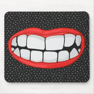 red lips smile with big teeth mouse mat
