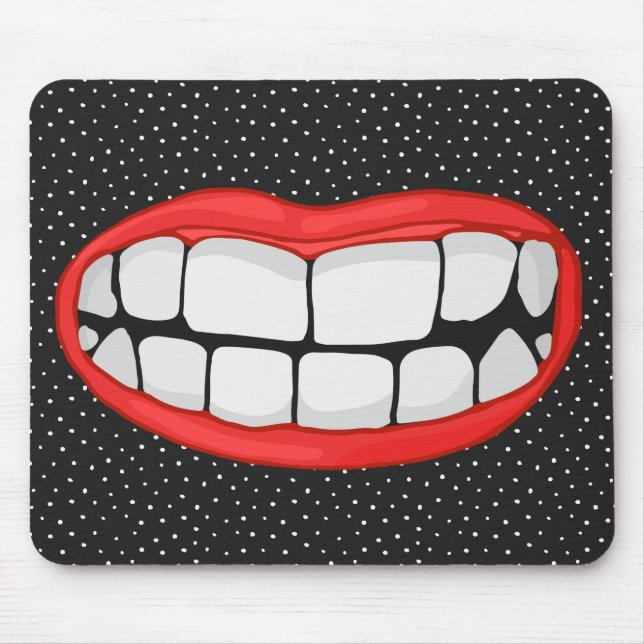 red lips smile with big teeth mouse mat (Front)