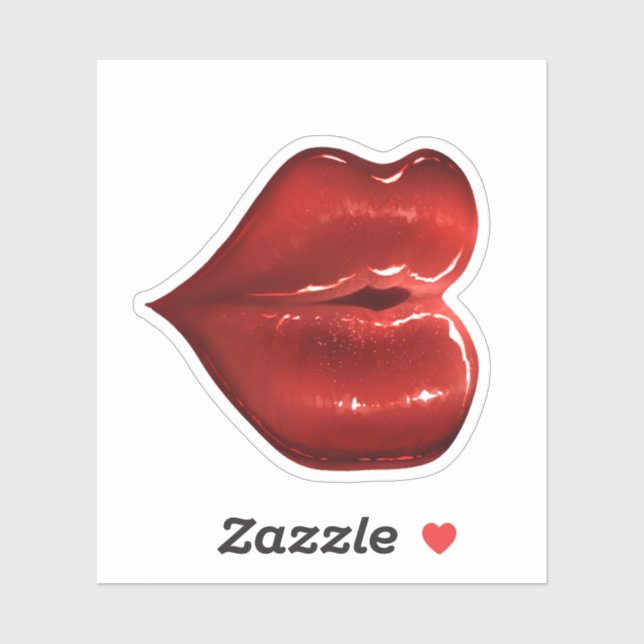 Red lips sticker scrapbook bright decor (Sheet)