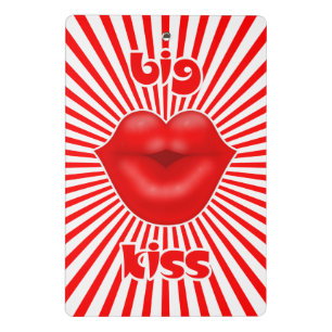 Red lips thin red solar rays big kiss mini clipboard