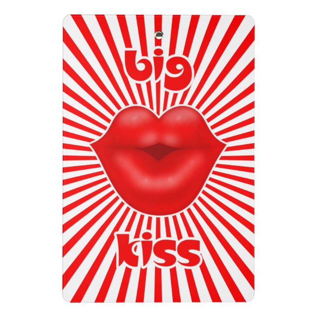 Red lips thin red solar rays big kiss mini clipboard (Back)