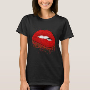Red Lips Valentine Day Funny Gifts For Women Girl T-Shirt
