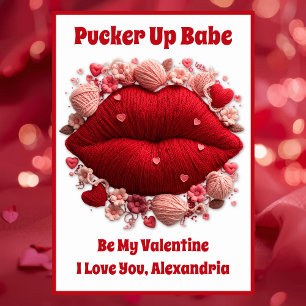 Red Lips Valentine's Day Card Bold Romantic Funny 