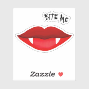 Red Lips & Vampire Fangs Bite Me Sticker