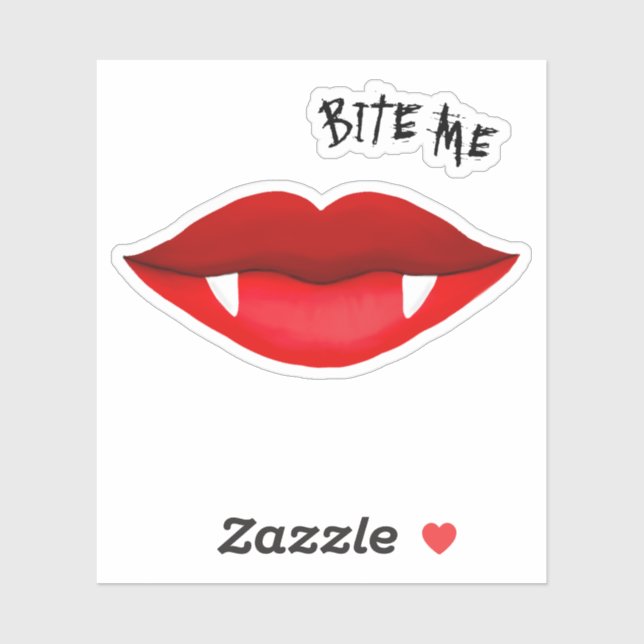 Red Lips & Vampire Fangs Bite Me Sticker (Sheet)