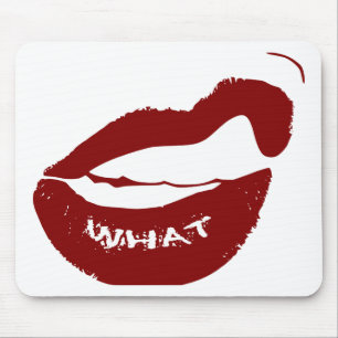 Red Lips What Grr grit teeth Mouse Mat