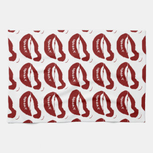 Red Lips What Grr grit teeth Tea Towel