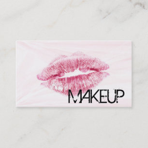 Red Lips with Pink Marble background Business Card