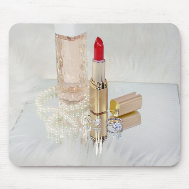 Red Lipstick and Jewellery Mouse Mat (Front)