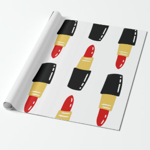 red lipstick bullets wrapping paper
