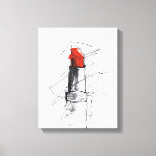 Red Lipstick Illustration – Minimalist Makeup Canvas Print