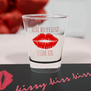 Red Lipstick Kiss Dear Boyfriend Shot Glass