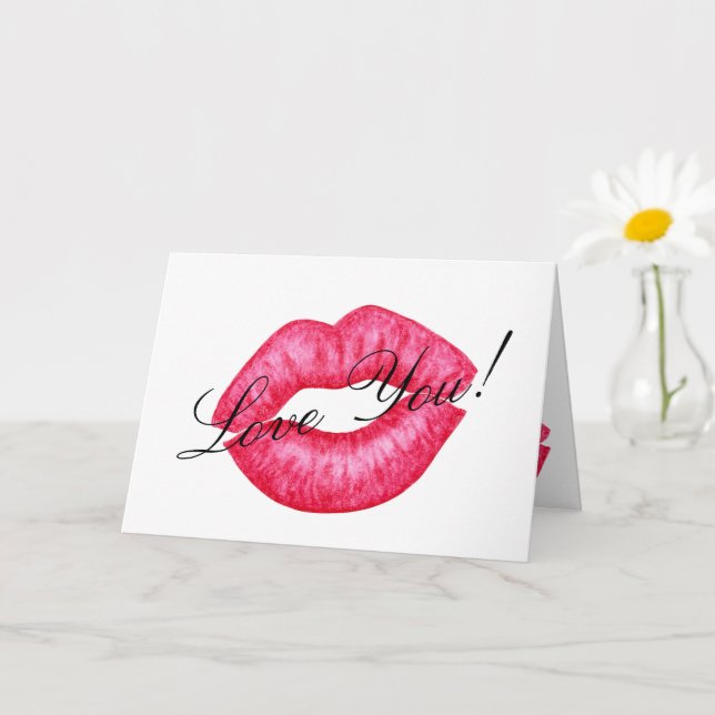 Red Lipstick Kiss Greeting Card (Small Plant)