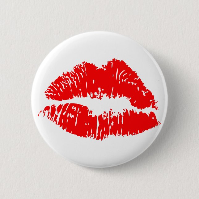 Red Lipstick Kiss Mark 6 Cm Round Badge (Front)